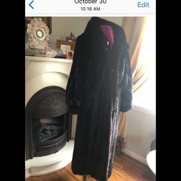 Reversible Mink Fur Coat Black/Black - Picture 3 of 8